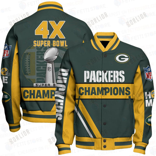 Green Bay Packers 4X Super Bowl Champions Design Varsity Jacket