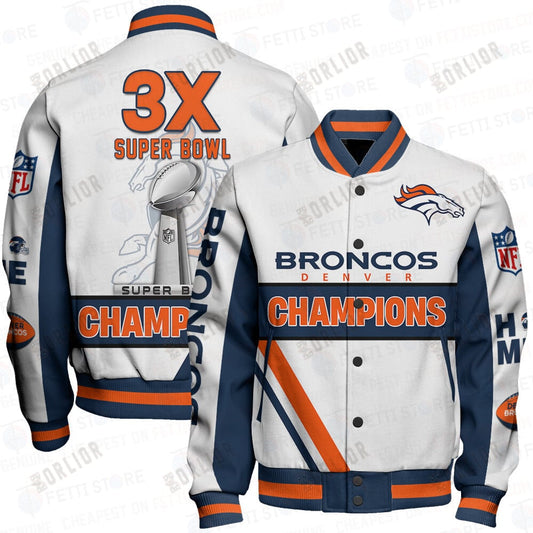Denver Broncos 3X Super Bowl Champions Design Varsity Jacket