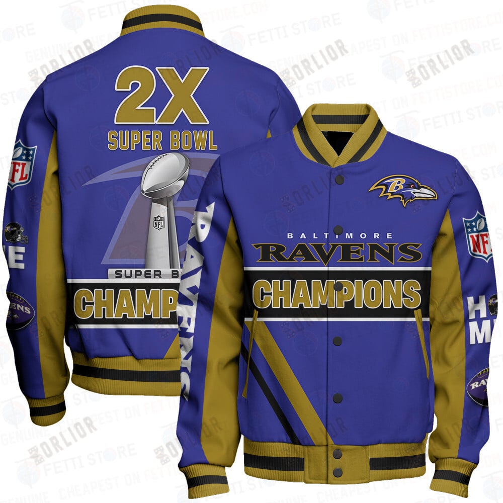 Baltimore Ravens 2X Super Bowl Champions Design Varsity Jacket