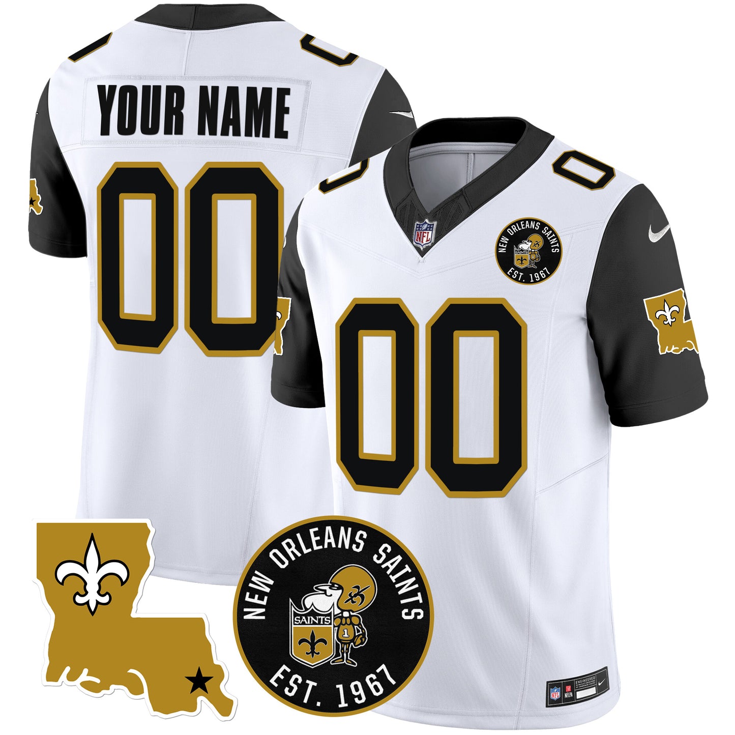 Saints EST. 1967 Patch Vapor Custom Jersey - All Stitched