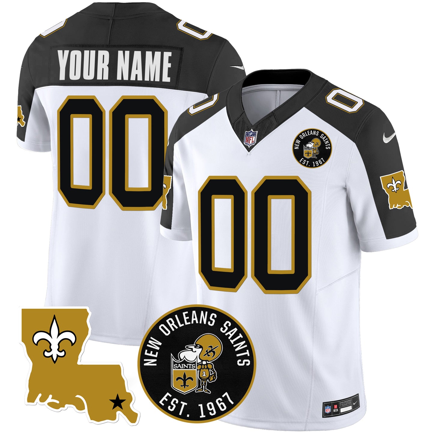 Saints EST. 1967 Patch Vapor Custom Jersey - All Stitched