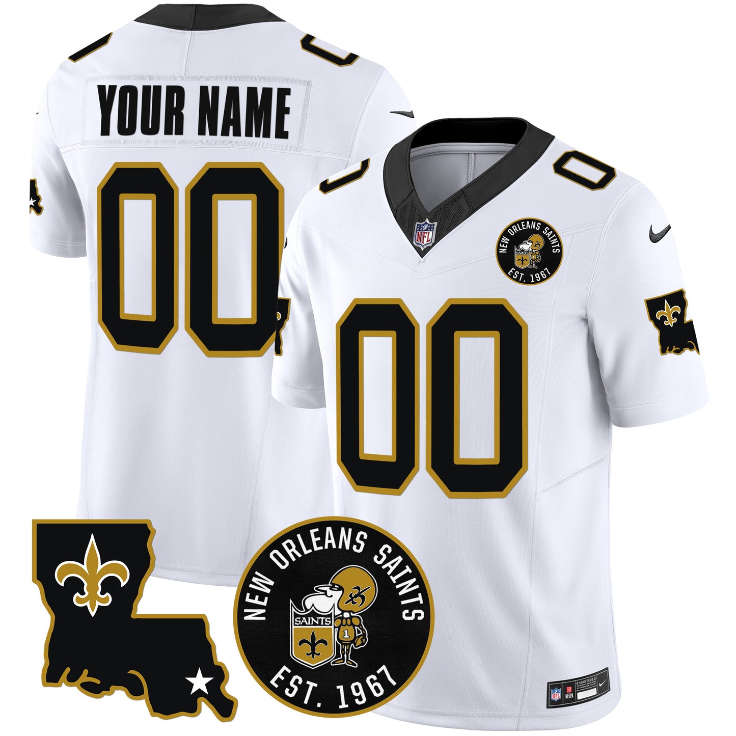 Saints EST. 1967 Patch Vapor Custom Jersey - All Stitched