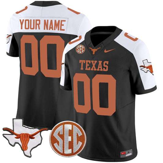 Texas Longhorns State Map & SEC Patch Vapor Custom Jersey V2 - All Stitched