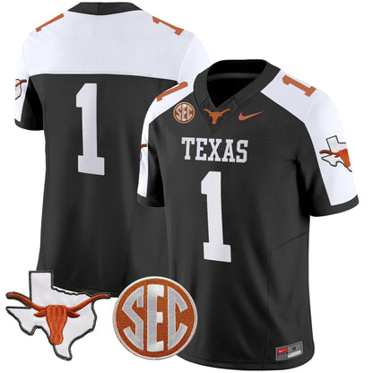 Texas Longhorns State Map & SEC Patch Vapor Jersey V4 - All Stitched