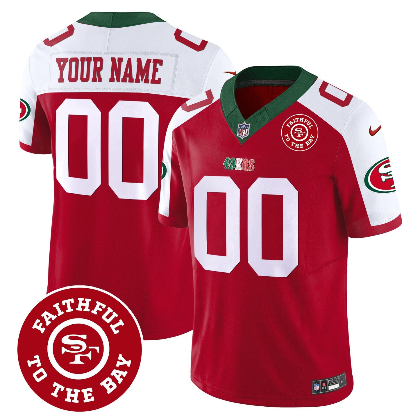 49ers Mexico Faithful To The Bay Patch Vapor Custom Jersey - All Stitched