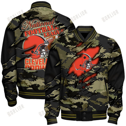 Cleveland Browns Black Camo Pattern National Football League Varsity Jacket