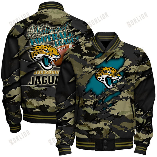 Jacksonville Jaguars Black Camo Pattern National Football League Varsity Jacket