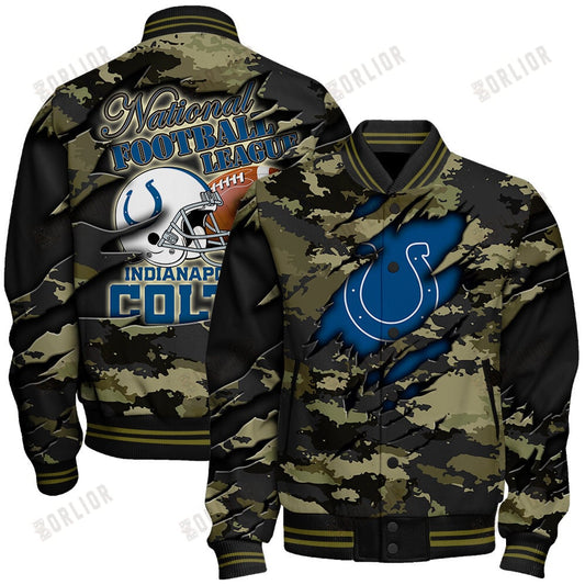 Indianapolis Colts Black Camo Pattern National Football League Varsity Jacket