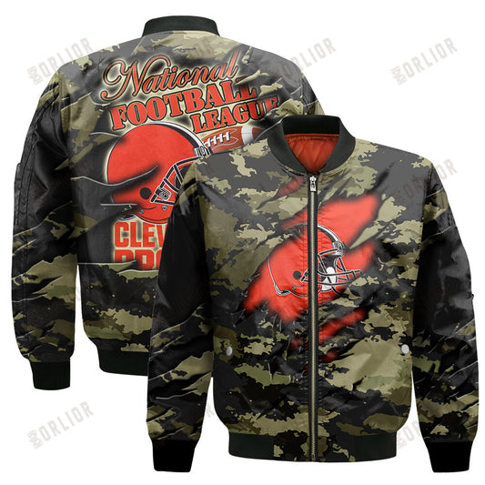 Cleveland Browns Black Camo Pattern National Football League Unisex Bomber Jacket