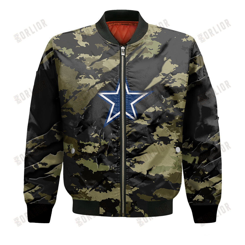 Dallas Cowboys Black Camo Pattern National Football League Unisex Bomber Jacket
