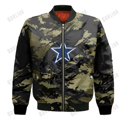 Dallas Cowboys Black Camo Pattern National Football League Unisex Bomber Jacket