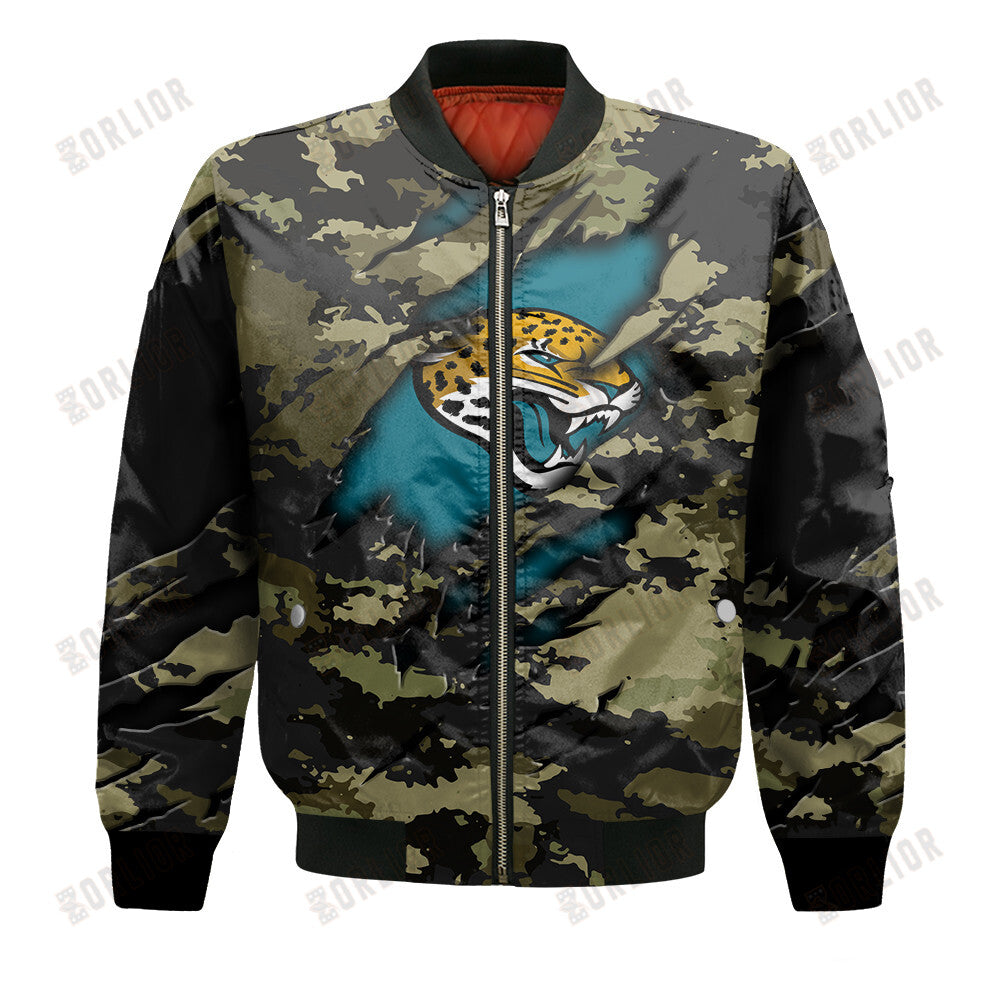 Jacksonville Jaguars Black Camo Pattern National Football League Unisex Bomber Jacket