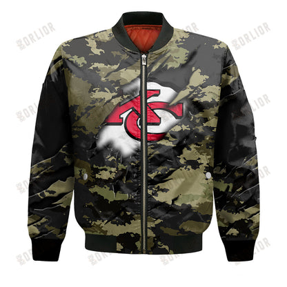 Kansas City Chiefs Black Camo Pattern National Football League Unisex Bomber Jacket
