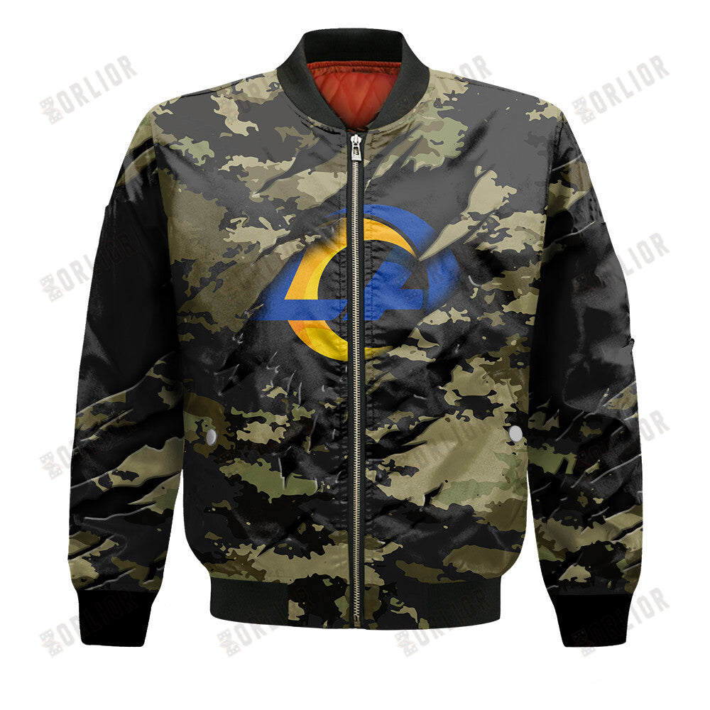 Los Angeles Rams Black Camo Pattern National Football League Unisex Bomber Jacket