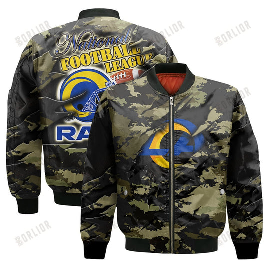 Los Angeles Rams Black Camo Pattern National Football League Unisex Bomber Jacket