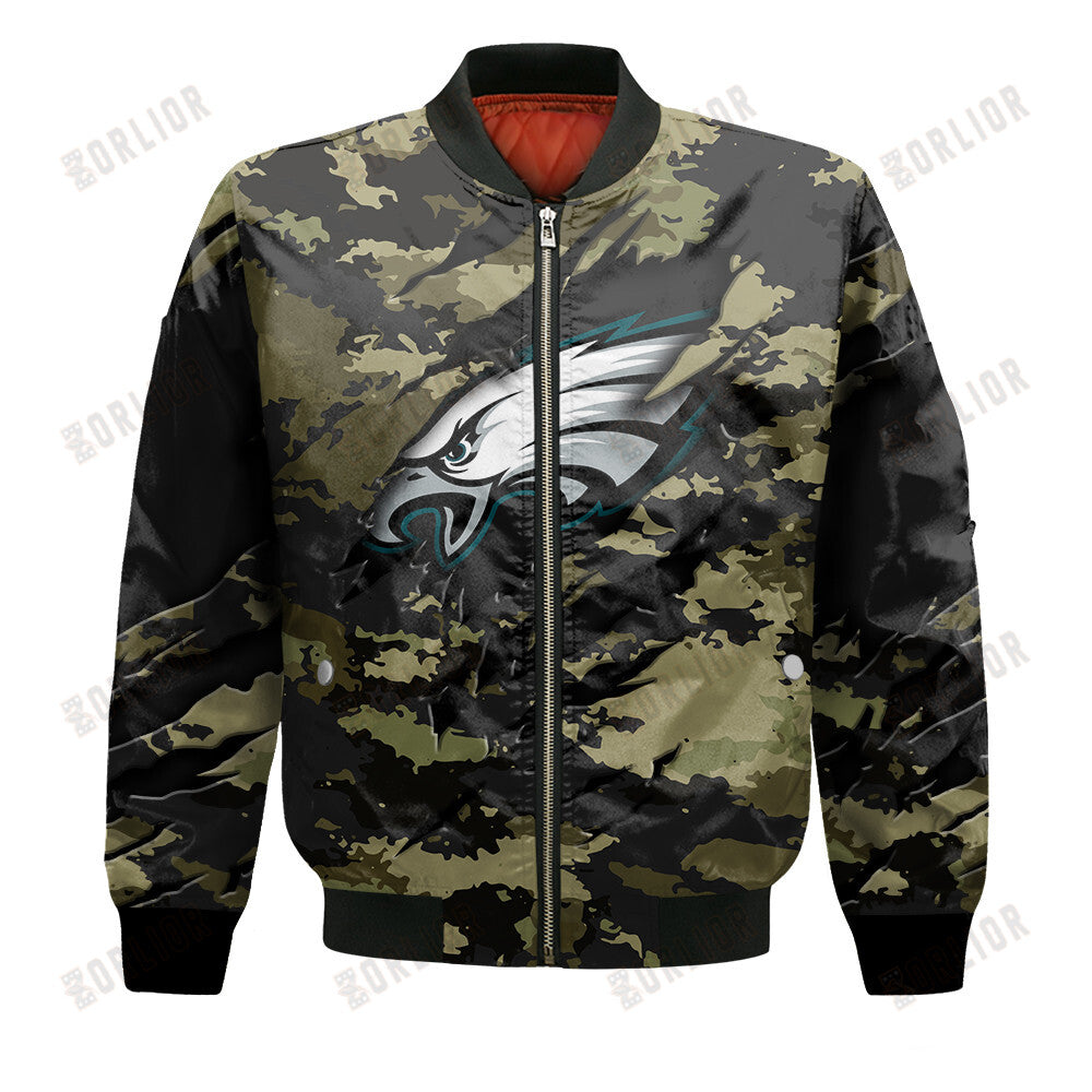 Philadelphia Eagles Black Camo Pattern National Football League Unisex Bomber Jacket