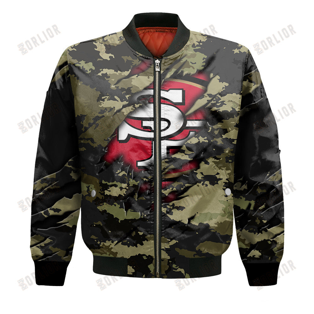 San Francisco 49ers Black Camo Pattern National Football League Unisex Bomber Jacket