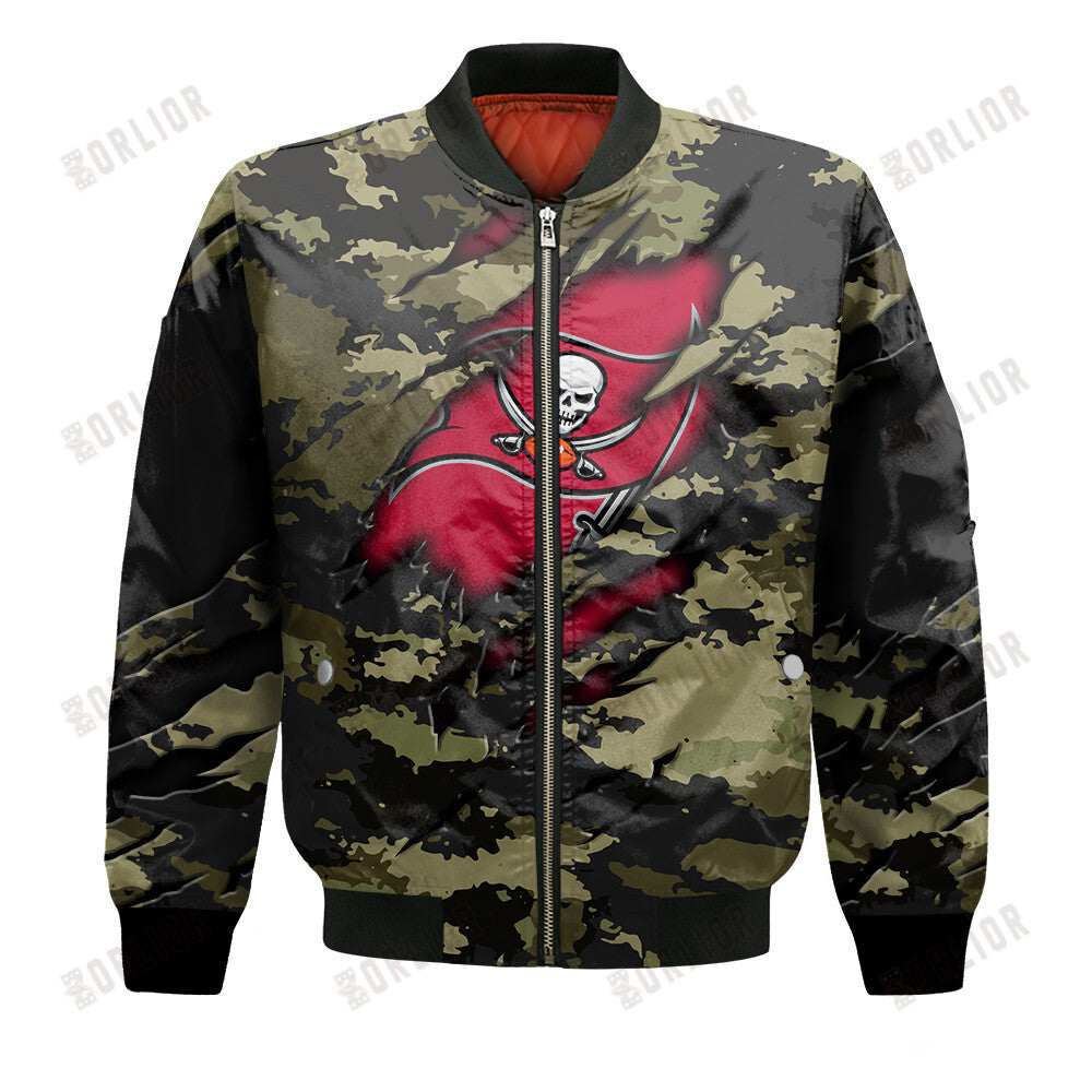 Tampa Bay Buccaneers Black Camo Pattern National Football League Unisex Bomber Jacket