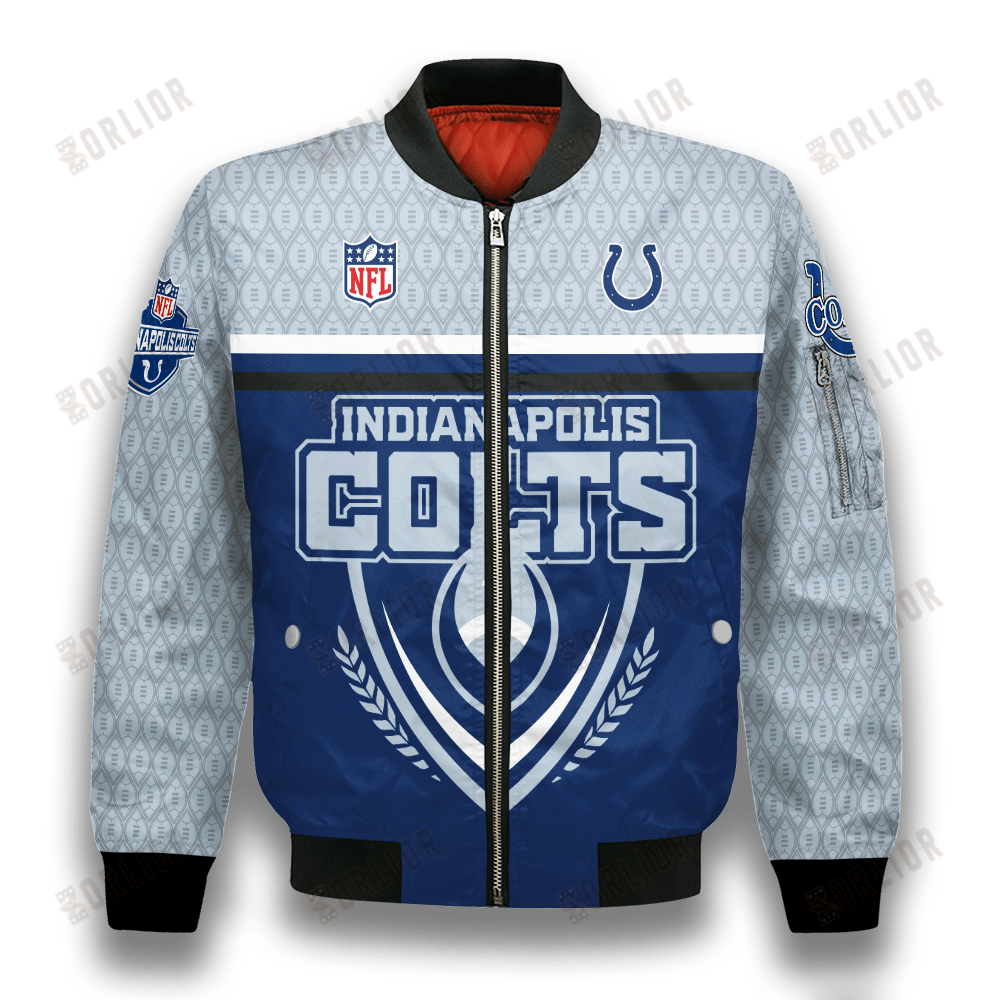 Indianapolis Colts Traditional Football Pattern Bomber Jacket