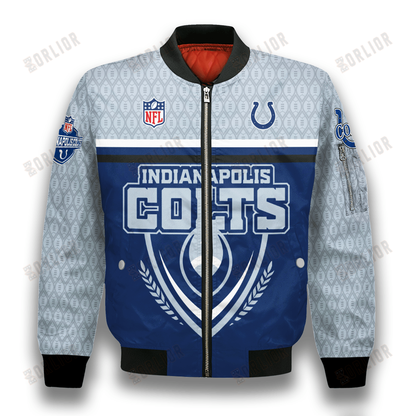 Indianapolis Colts Traditional Football Pattern Bomber Jacket