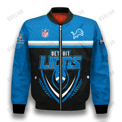 Detroit Lions Traditional Football Pattern Bomber Jacket