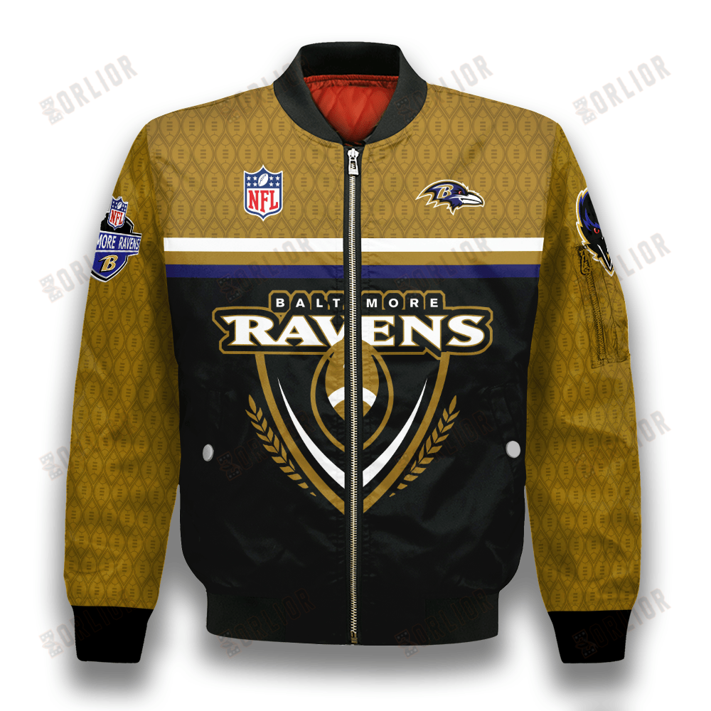 Baltimore Ravens Traditional Football Pattern Bomber Jacket