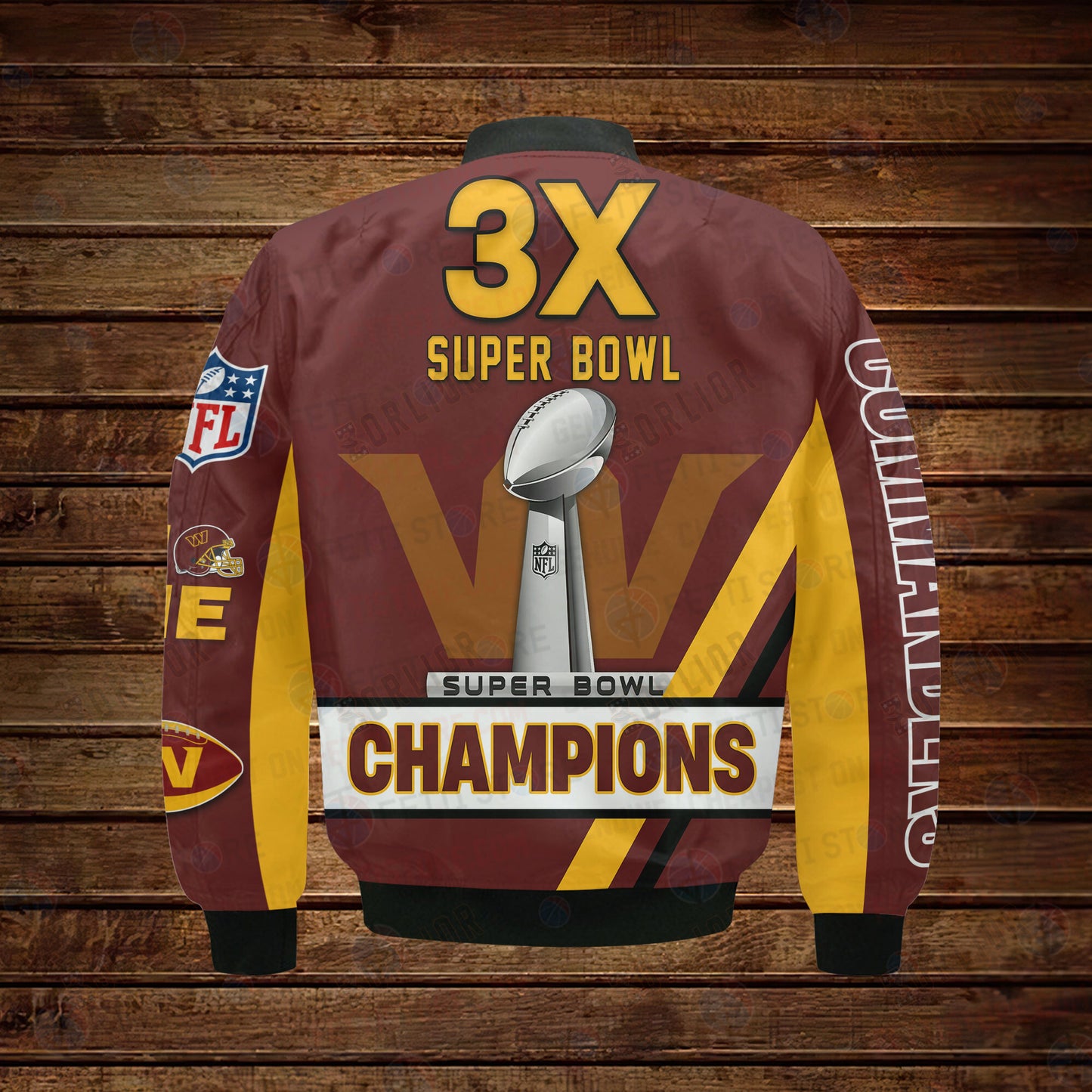 Washington Commanders 3X Super Bowl Champions Design Bomber Jacket