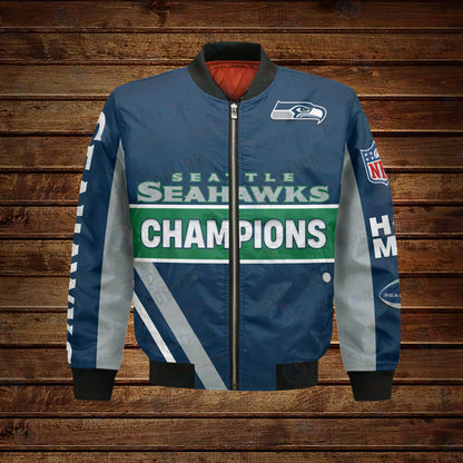 Seattle Seahawks X Super Bowl Champions Design Bomber Jacket