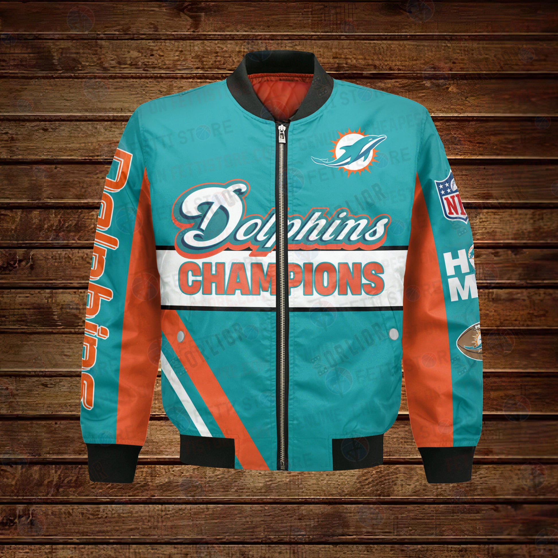 Miami Dolphins 2X Super Bowl Champions Design Bomber Jacket