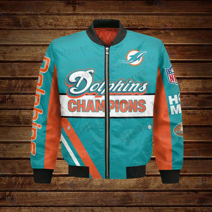 Miami Dolphins 2X Super Bowl Champions Design Bomber Jacket