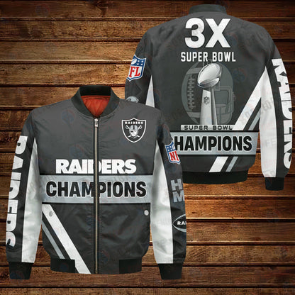 Las Vegas Raiders 3X Super Bowl Champions Design Bomber Jacket