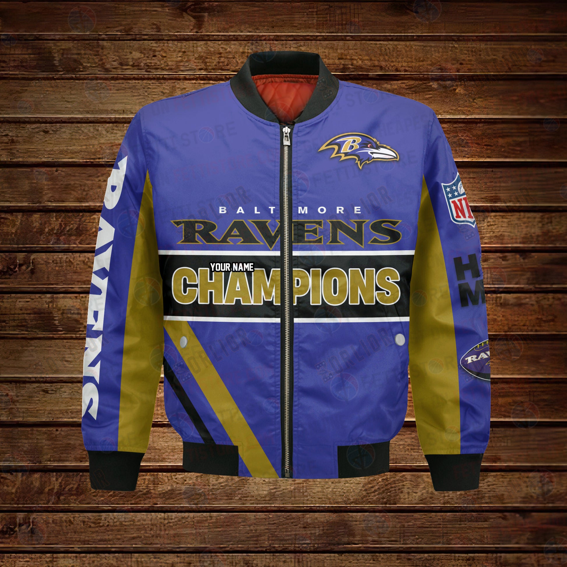 Baltimore Ravens 2X Super Bowl Champions Design Bomber Jacket