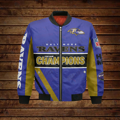 Baltimore Ravens 2X Super Bowl Champions Design Bomber Jacket