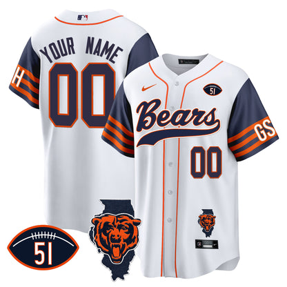 Bears Illinois Patch Baseball Custom Jersey - All Stitched