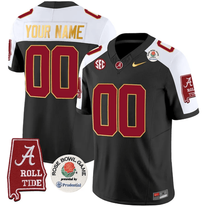 Alabama Crimson Tide Rose Bowl Patch Gold Trim Vapor Limited Custom Jersey - All Stitched