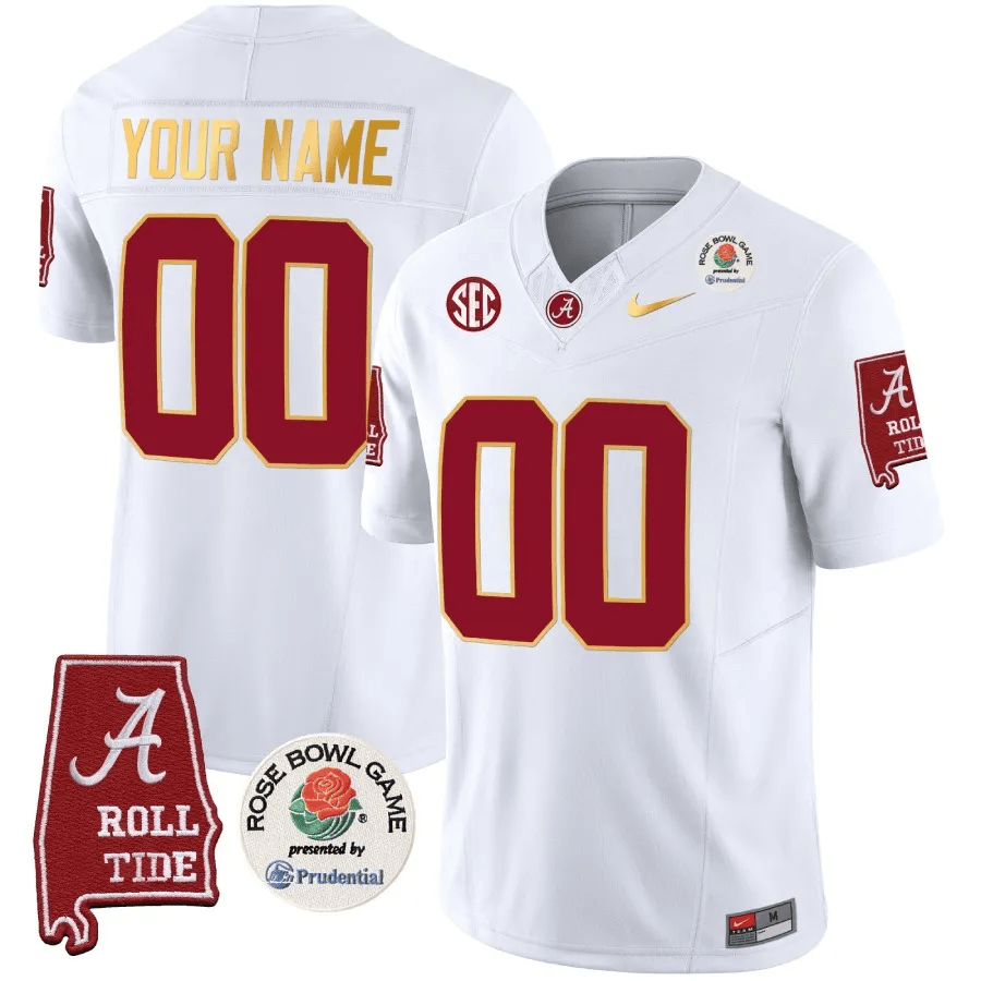 Alabama Crimson Tide Rose Bowl Patch Gold Trim Vapor Limited Custom Jersey - All Stitched