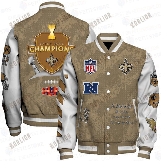 New Orleans Saints X Champions Print Varsity Jacket