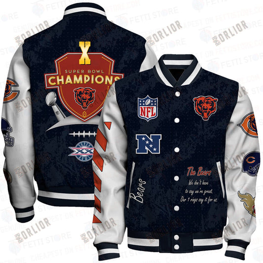 Chicago Bears X Champions Print Varsity Jacket
