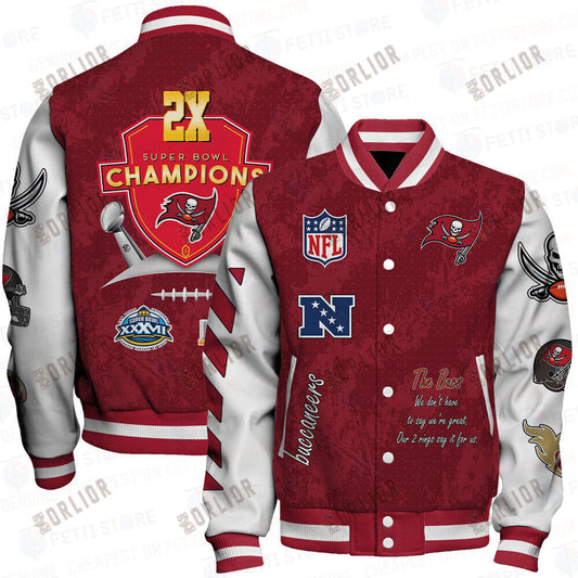 Tampa Bay Buccaneers 2X Champions Print Varsity Jacket