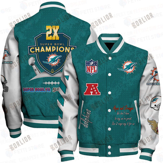 Miami Dolphins 2X Champions Print Varsity Jacket