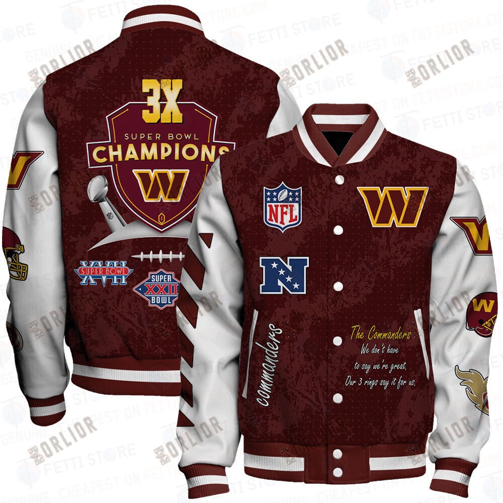 Washington Commanders 3X Champions Print Varsity Jacket