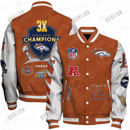 Denver Broncos 3X Champions Print Varsity Jacket