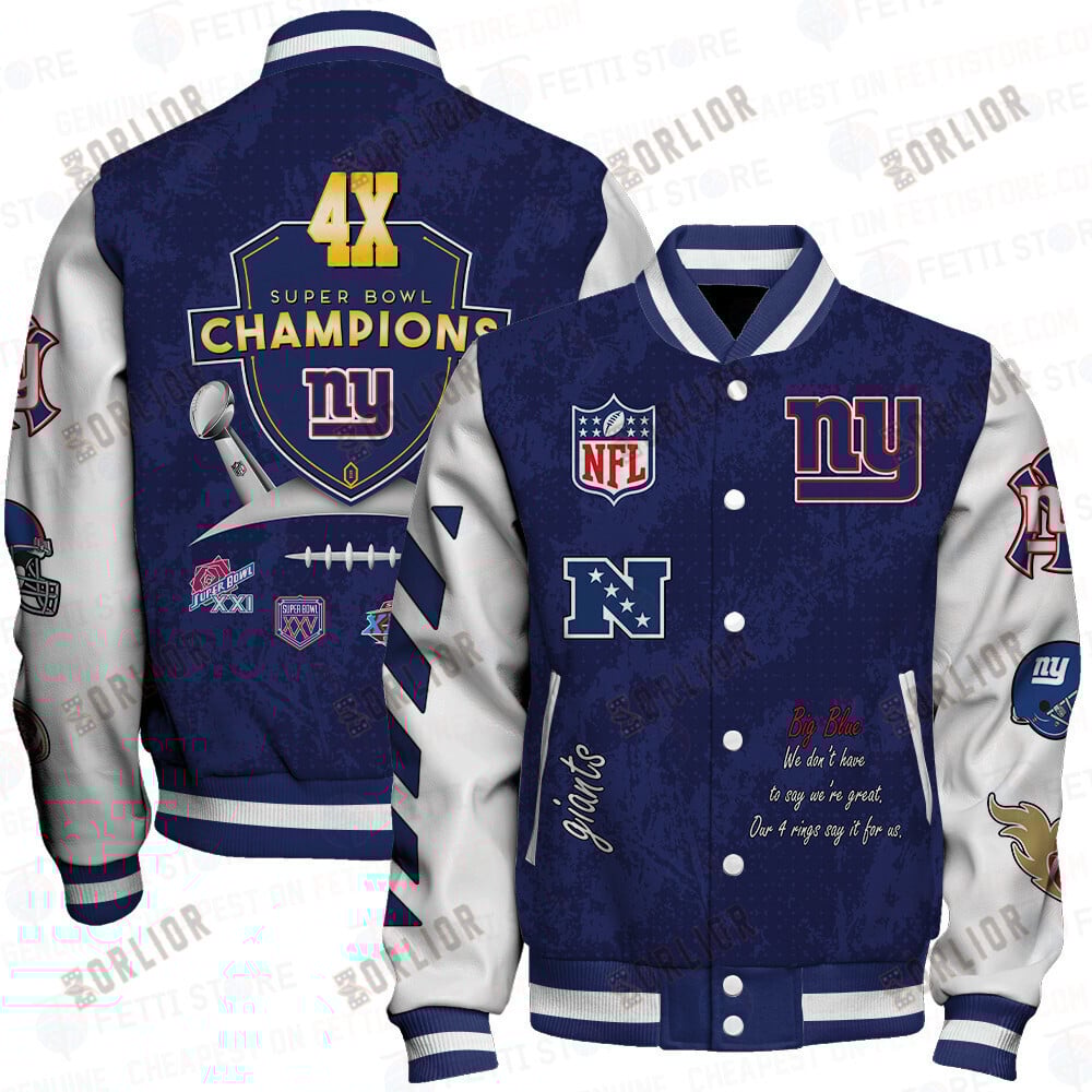 New York Giants 4X Champions Print Varsity Jacket