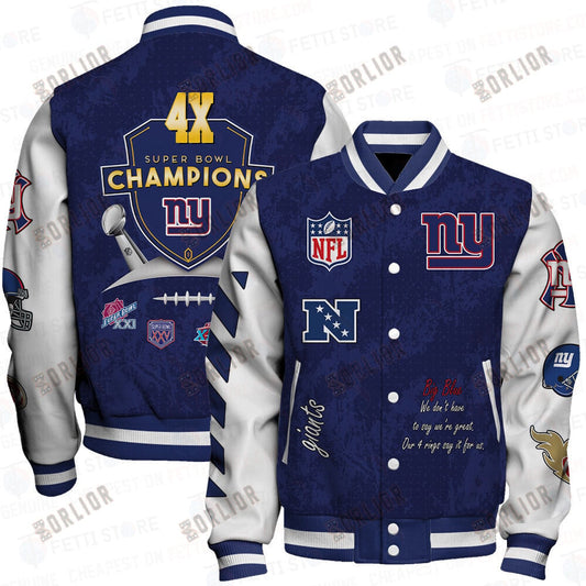 New York Giants 4X Champions Print Varsity Jacket