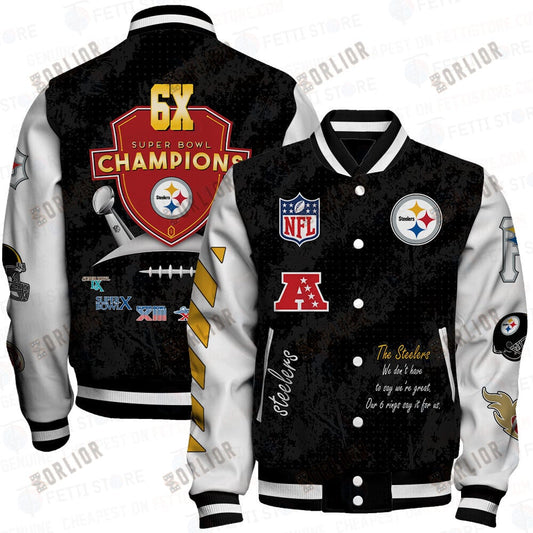 Pittsburgh Steelers 6X Champions Print Varsity Jacket