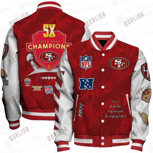 San Francisco 49ers 5X Champions Print Varsity Jacket