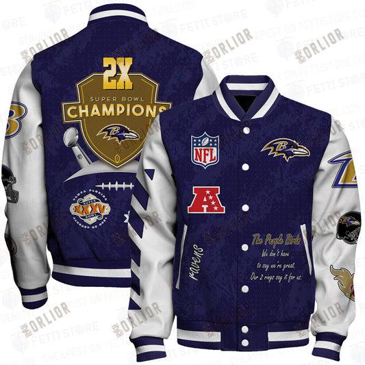 Baltimore Ravens 2X Champions Print Varsity Jacket