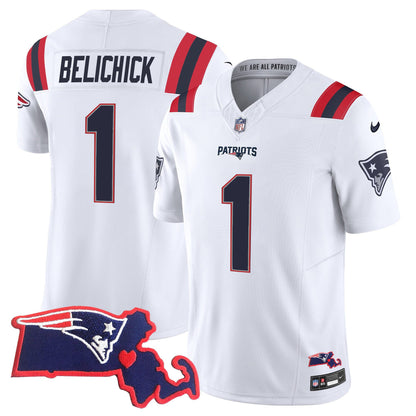 Patriots Massachusetts Patch Vapor Jersey - All Stitched