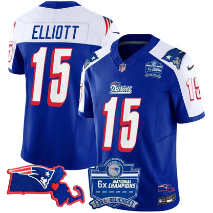 Patriots Bill Belichick 6x Champions Patch Vapor Jersey - All Stitched