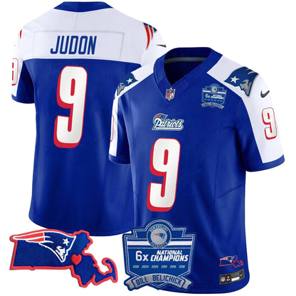 Patriots Bill Belichick 6x Champions Patch Vapor Jersey - All Stitched